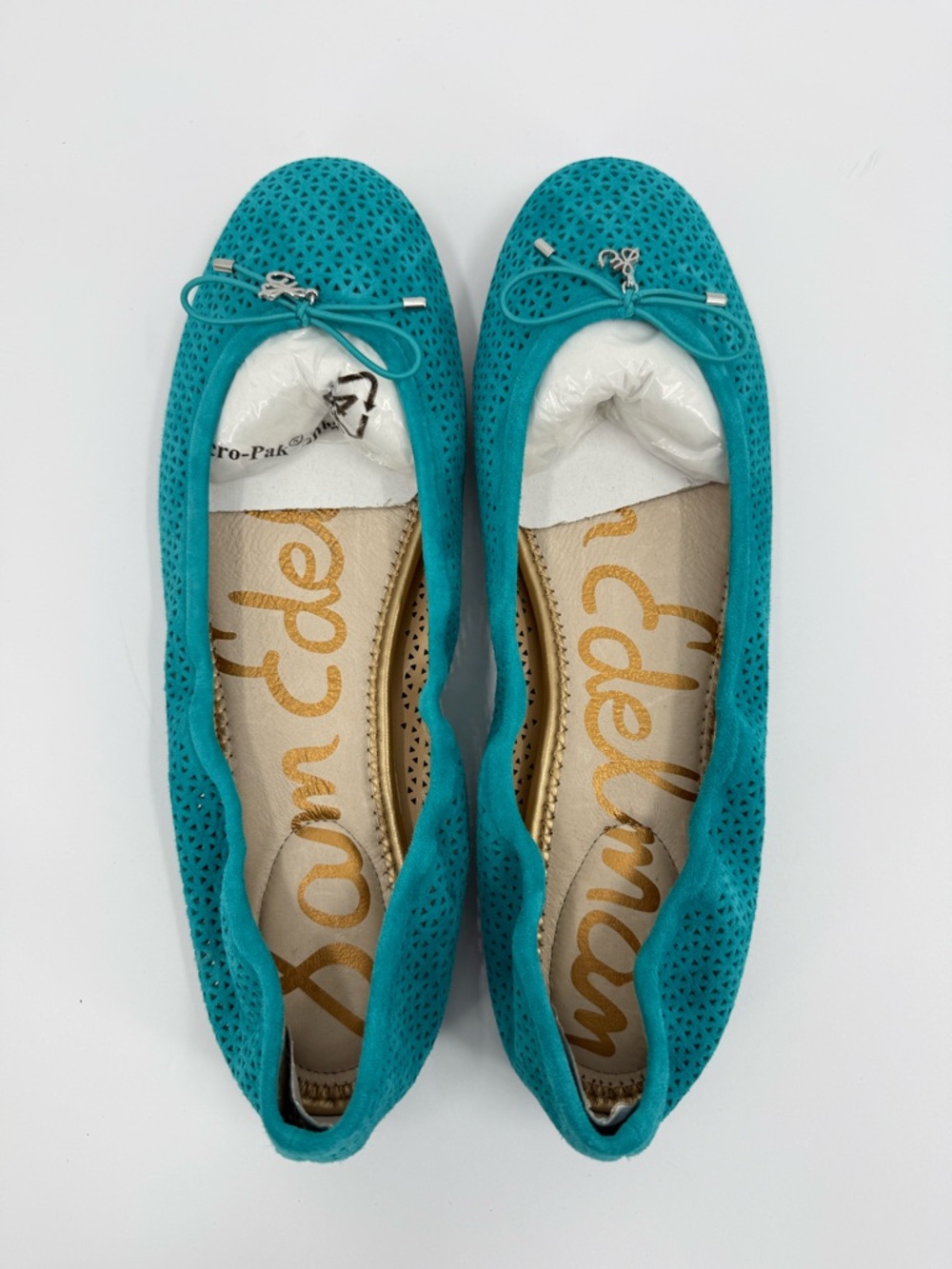 Sam Edelman Felicia 2 Cutout Perforated Leather Ballet Flat in Teal Size 11